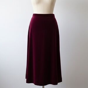 VTG Choice by Butte Velvet Midi Skirt Burgundy Wine ILGWU Union Sz 16 fits 10/12